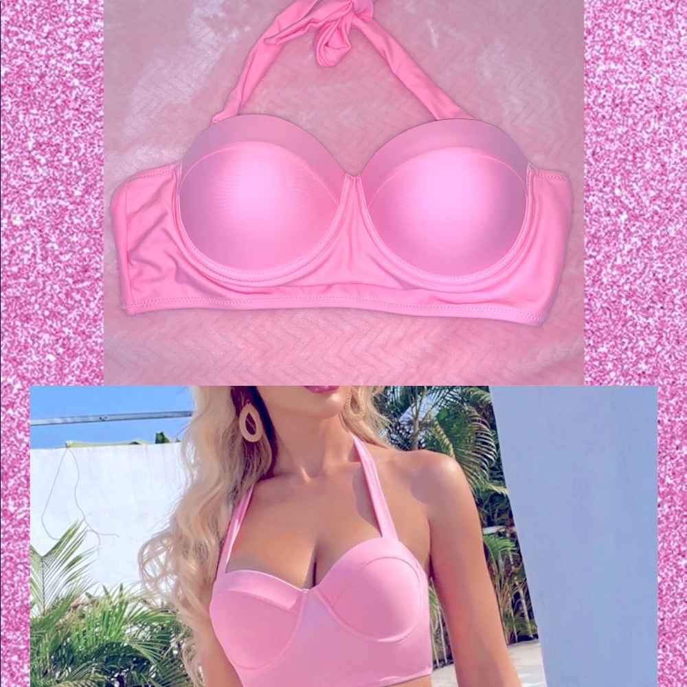 Pink Swimsuit Top Push-Up